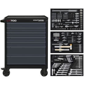 Servante d'atelier noire LT700 LINE, 7 tiroirs, 259 pièces KRAFTWERK - 102.107.216