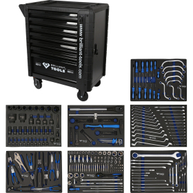 Servante d'atelier 7 tiroirs avec porte, équipée de 225 outils BT153225 Brilliant Tools