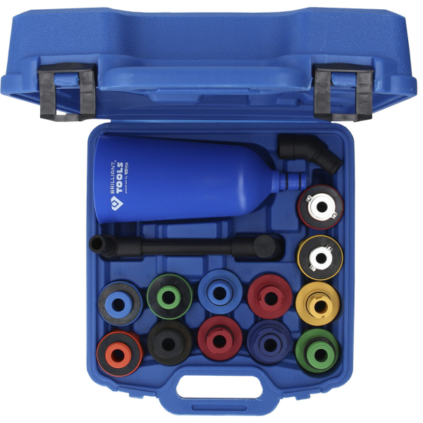 Coffret de remplissage d'huile avec adaptateurs et bras rotatif, universel, 15 pcs BT711110 Brilliant Tools