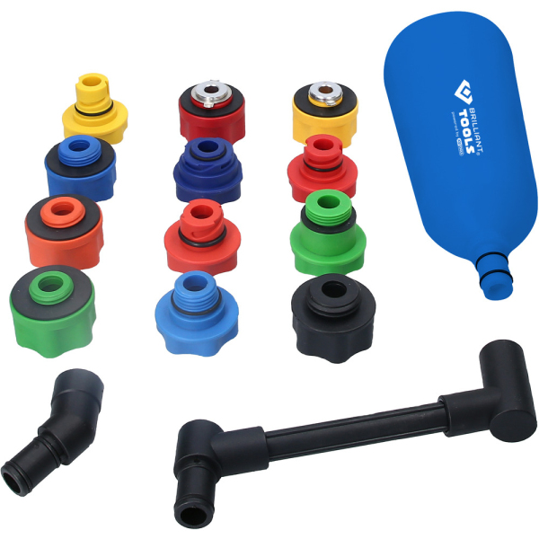 Coffret de remplissage d'huile avec adaptateurs et bras rotatif, universel, 15 pcs BT711110 Brilliant Tools