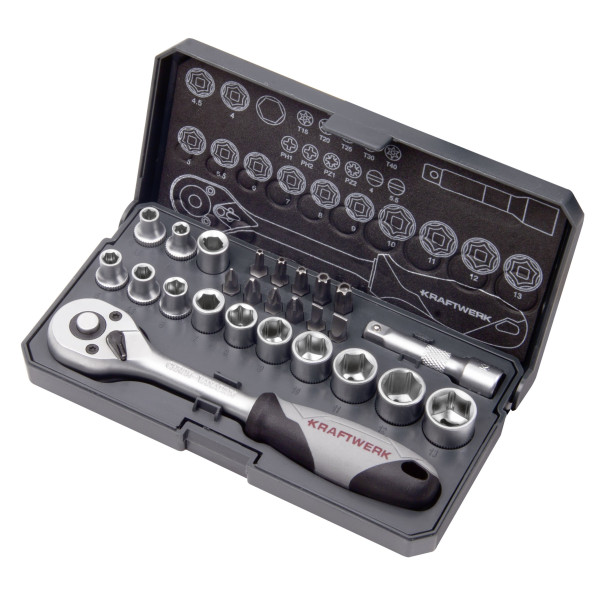 Coffret de douilles Basic Line, cliquet et accessoires 26 pièces 1/4" KRAFTWERK 204.100.000