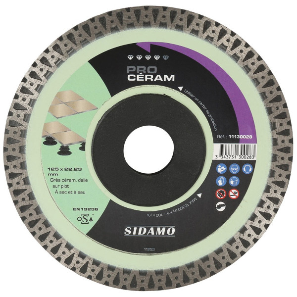 Disque Diamant et Carbure à couronne continue 125 mm PRO CERAM SIDAMO