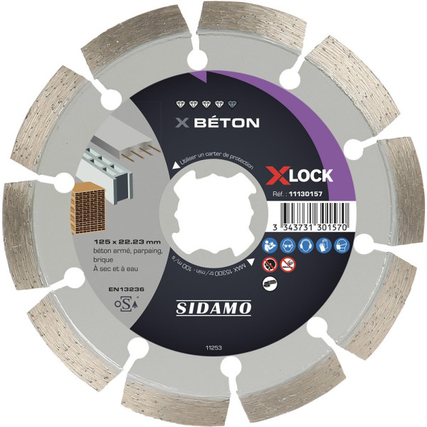 Disque Diamant X-LOCK BETON - D 125 mm / Alésage 22,23 mm SIDAMO