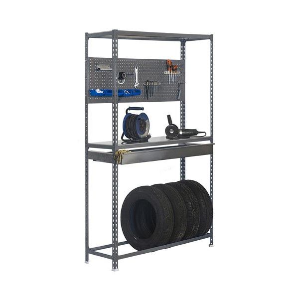 Etagère 3 niveaux + tiroir gris foncé 600kg - L 1000 x H 2000 x P 400 mm - Kit SIMONRACING BOX PLUS 3/400 SIMON RACK