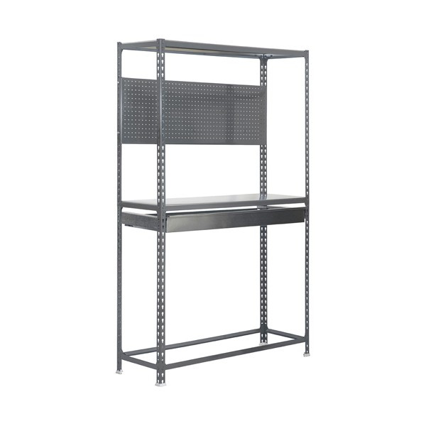 Etagère 3 niveaux + tiroir gris foncé 600kg - L 1000 x H 2000 x P 400 mm - Kit SIMONRACING BOX PLUS 3/400 SIMON RACK