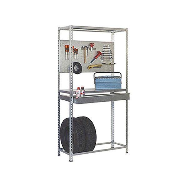 Etagère 3 niveaux + tiroir gris foncé 600kg - L 1000 x H 2000 x P 400 mm - Kit SIMONRACING BOX PLUS 3/400 SIMON RACK