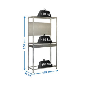 Etagère 3 niveaux + tiroir gris foncé 600kg - L 1200 x H 2000 x P 400 mm - Kit SIMONRACING BOX PLUS 3/400 SIMON RACK