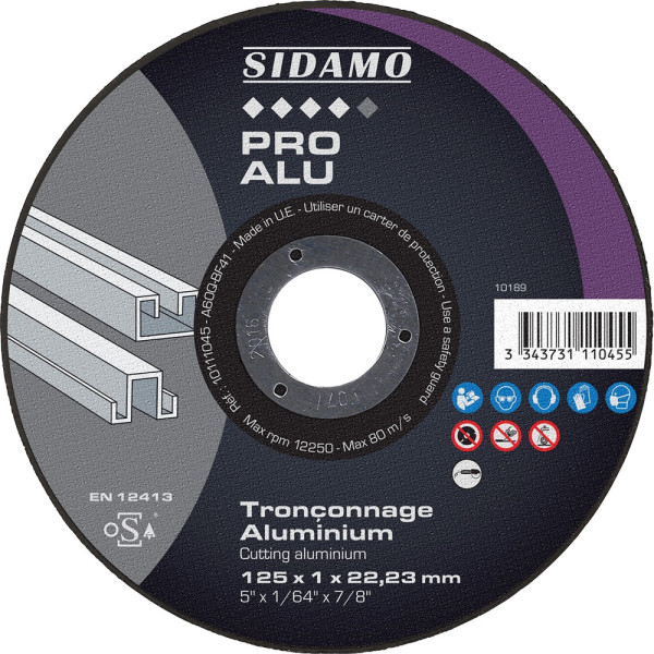 Lot de 5 disques PRO ALU Ø125mm Ales22.23mm Ep 1mm - SIDAMO