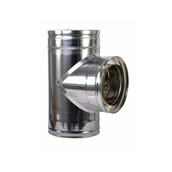 Té avec tampon double paroi inox/inox pour fuel intérieur ou extérieur Ø153 à 300mm - SOVELOR