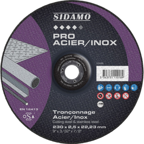 LOT DE 25 DISQUES PRO ACIER INOX 230MM - SIDAMO