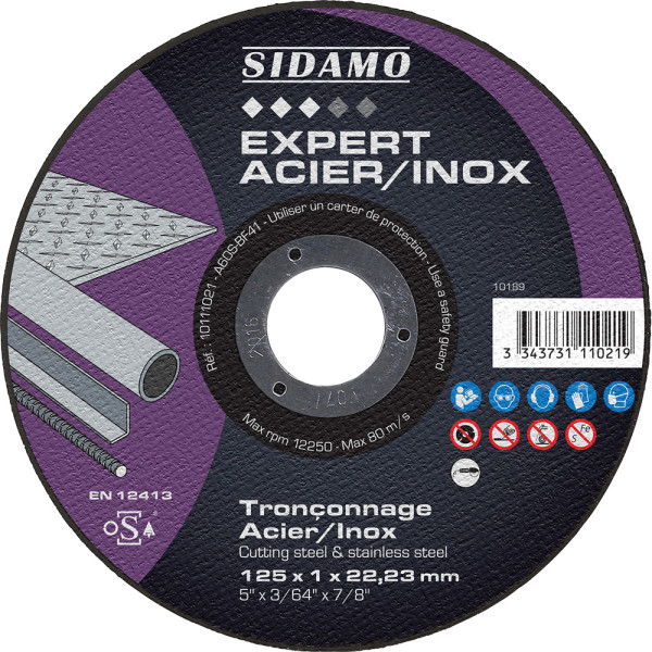 LOT DE 25 DISQUES EXPERT ACIER INOX 125MM EP 1MM - SIDAMO