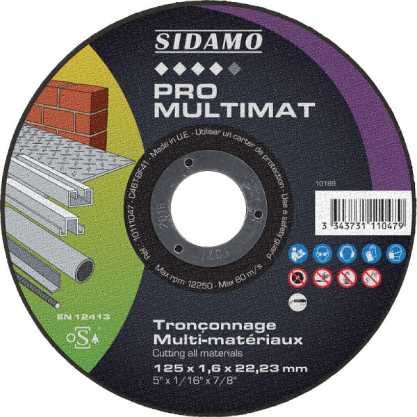 LOT DE 25 DISQUES PRO MULTIMAT 125MM ALÉS 22.23MM - SIDAMO