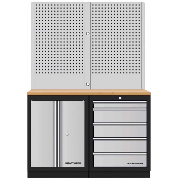 Mobilier d'atelier 2 éléments combi-standard + panneaux perforés MOBILIO - KRAFTWERK 3964K-S5-W