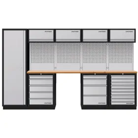 Mobilier d'atelier 5 éléments + panneaux perforés + 4 meubles hauts combi-standard MOBILIO - KRAFTWERK 3964K-H5049-K4