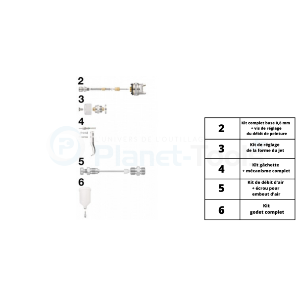 Pièces détachées pour pistolet de peinture CAR G04HVW - Prevost - PIECESCAR G04HVW