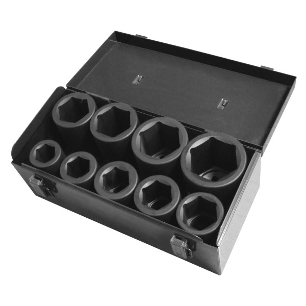 Coffret douilles choc 6 pans longues 24-50mm 1" (9 pcs)