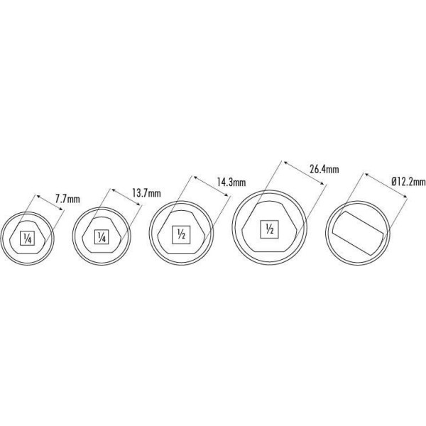 Jeu De 2 Douilles BGS Pour Pompes à Injection Bosch - 3 Pans 7 Et 12,6 Mm - Neuf