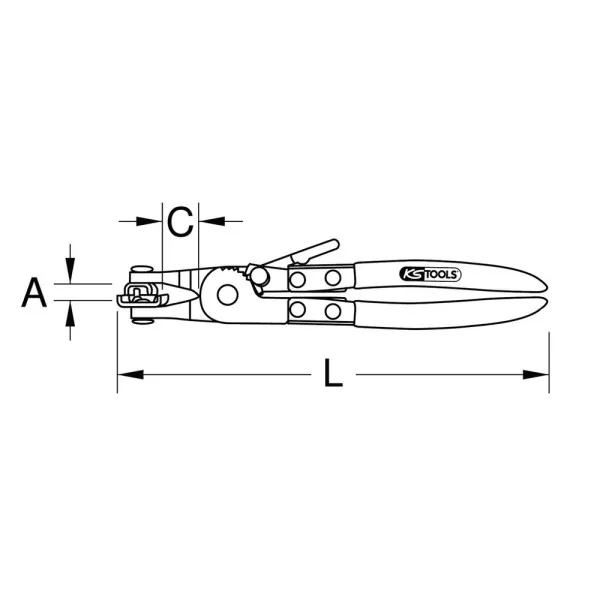 Pince à collier verrouillable, Dimensions : 230 X 55 X 25 - KS TOOLS 115.1043 