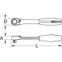 Cliquet débouché 19 mm, 72 dents extra-plat TRIPLEplus® articulé KS Tools 922.4041 