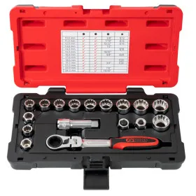 Coffret de douilles traversantes TRIPLEplus® 3/8'' - 1/2'' - 10 à 24 mm KS Tools 922.4040 