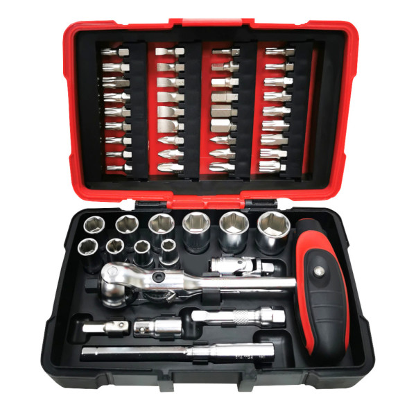 Coffret de douilles et embouts ULTIMATE 1/4'', 52 pièces avec cliquet MODIFIX KS Tools 922.0651 