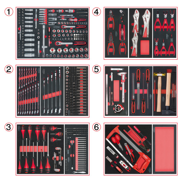 Composition d'outils 6 tiroirs pour servante, 455 pièces KS TOOLS 714.0452 