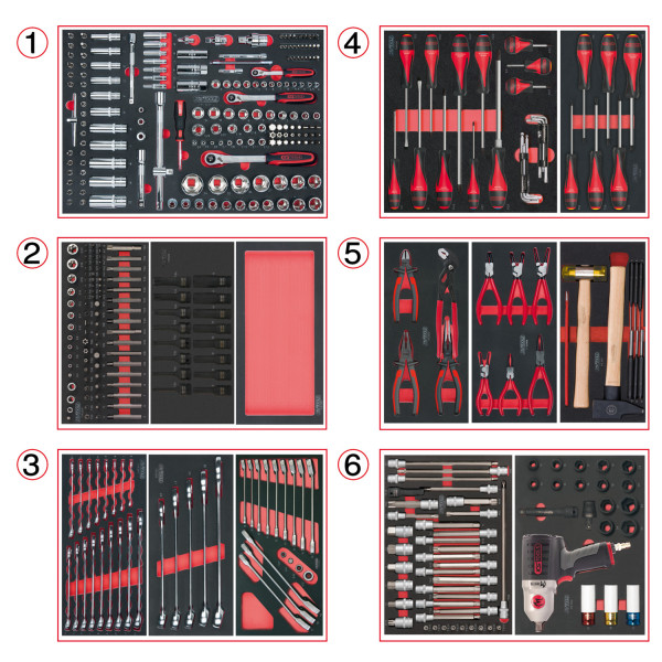 Composition d'outils 6 tiroirs pour servante, 429 pièces KS TOOLS 714.0425 