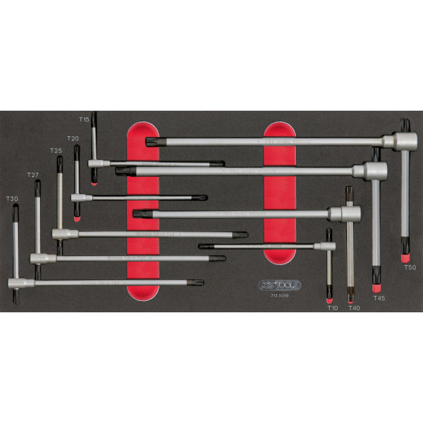 Module de clés mâles TORX à poignée en T, 9 pièces KS TOOLS 713.5018 