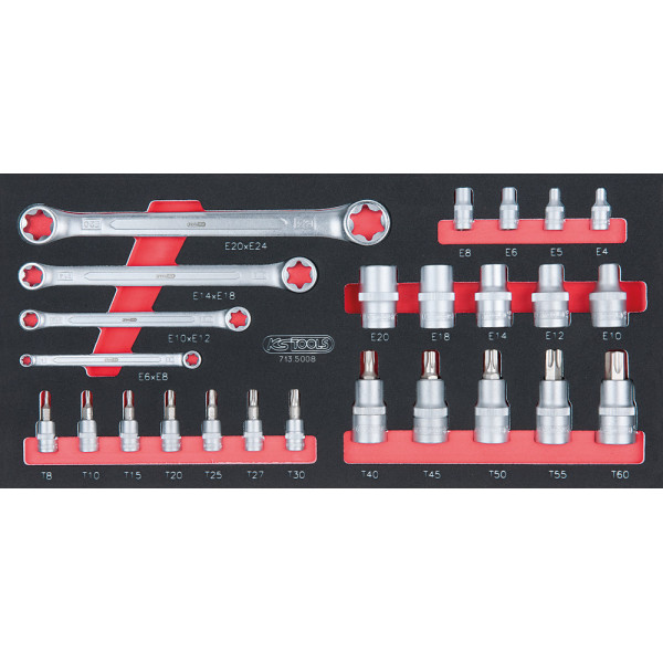 Module de douilles ULTIMATE et clés TORX 1/4 - 1/2, 25 pièces KS TOOLS 713.5008 