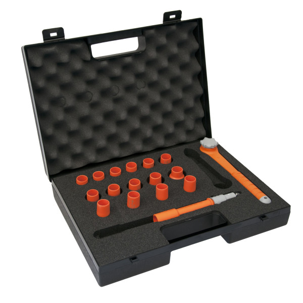 Coffret de Douilles et Accessoires 3/8'' Isolés 1000V 8 à 23 mm 17pcs KS Tools - 112.3817 