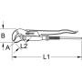 Clé à griffes (serre-tubes) Type Suédoises tête 45° mors en "S" KS TOOLS 