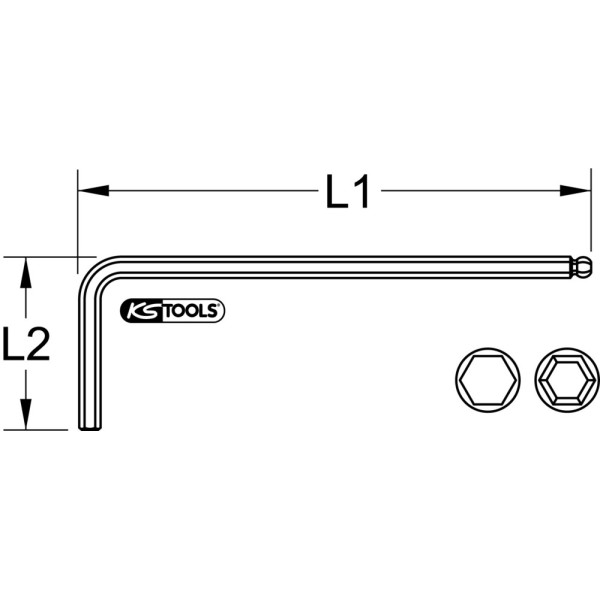 Clé mâles 6 pans Extra longues tête spherique KS TOOLS 