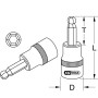 Douille tournevis 3/8" ULTIMATE 6 pans tête sphérique L.50 KS TOOLS 