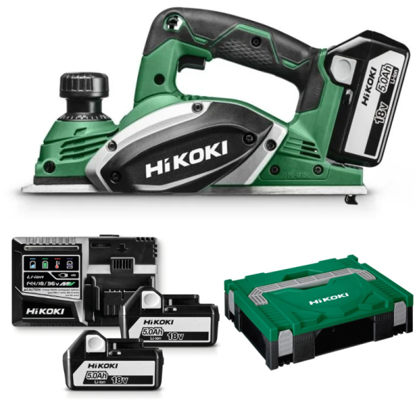 Rabot 82mm, 2 Batteries 18V 5.0Ah, Chargeur, Coffret HIKOKI - P18DSLWPZ