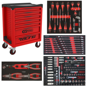 Servante d’atelier 7 tiroirs RACING équipée de 224 outils - KS TOOLS - 855.7224-P